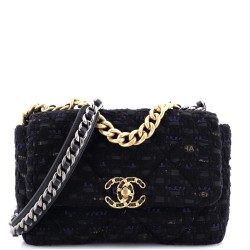 19 Flap Bag Quilted Tweed and Ribbon Medium