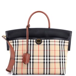 Society Top Handle Bag Vintage Check Canvas Small