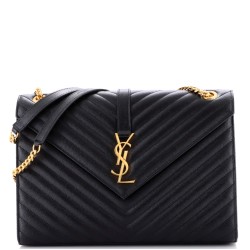 Classic Monogram Envelope Satchel Matelasse Chevron Leather Large