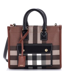 Freya Shopping Tote Check Canvas with Leather Mini