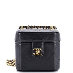 CC Turnlock Box Vanity Case with Chain Quilted Lambskin Mini