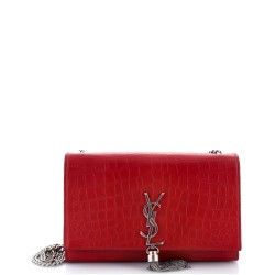 Classic Monogram Tassel Crossbody Bag Crocodile Embossed Leather Medium