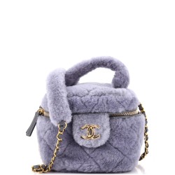 Coconing Top Handle Vanity Case with Chain Quilted Shearling Small