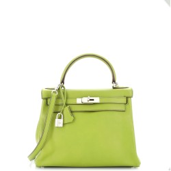 Kelly Handbag Vert Anis Swift with Palladium Hardware 28