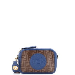 F is Fendi Logo Stamp Camera Bag Zucca Coated Canvas Small