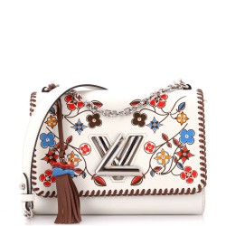Twist Handbag Limited Edition Flower Embellished Epi Leather with Whipstitch Details MM
