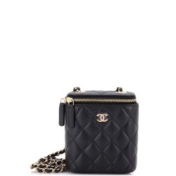 Vertical Classic Vanity Case with Chain Quilted Caviar Mini