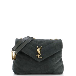 Loulou Shoulder Bag Matelasse Chevron Suede Small