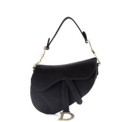 Saddle Handbag Satin with Crystals Mini
