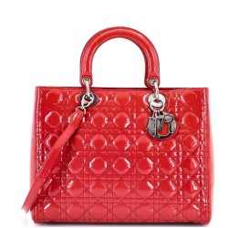 Lady Dior Bag Cannage Quilt Patent Large