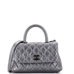 Coco Top Handle Bag Quilted Aged Calfskin Mini