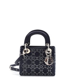 Lady Dior Bag Crystal Embellished Cannage Quilt Satin Mini