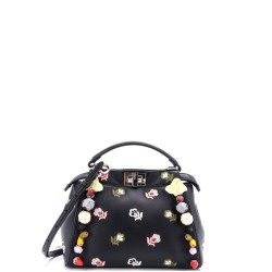 Peekaboo Bag Embroidered Leather with Floral Applique Mini