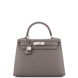 Kelly Handbag Grey Epsom with Palladium Hardware 28