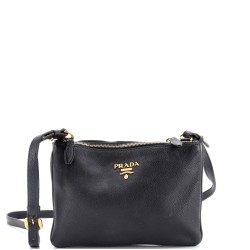Double Zip Crossbody Bag Vitello Daino Small