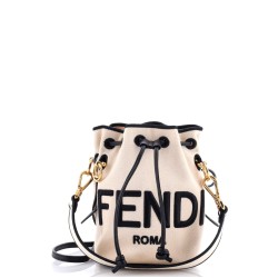 Logo Mon Tresor Bucket Bag Embroidered Canvas Mini