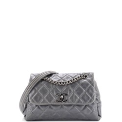 Aged Chain 3 Compartment CC Flap Bag Quilted Calfskin Medium