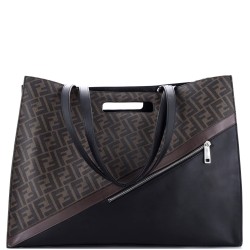 Forever Fendi Shopping Tote Zucca Coated Canvas and Leather Large