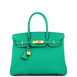 Birkin Handbag Vert Jade Epsom with Gold Hardware 30