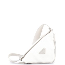 Triangle Logo Zip Around Shoulder Bag Saffiano Leather