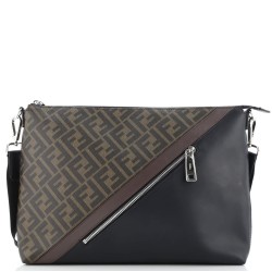 Front Zip Messenger Zucca Coated Canvas and Leather Large