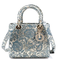 Lady Dior Bag Floral Print Metallic Leather Medium