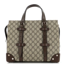 Buckle Travel Tote GG Coated Canvas with Leather Medium