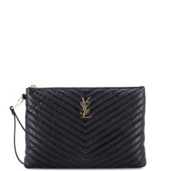 Classic Monogram Wristlet Pouch Matelasse Chevron Leather Medium