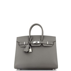 Birkin Sellier Bag Grey Epsom with Palladium Hardware 25