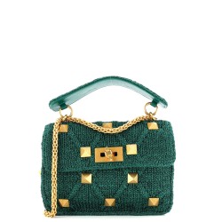 Roman Stud Flap Bag Quilted Knit Medium