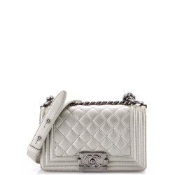 Boy Flap Bag Quilted Caviar Small