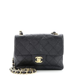 Vintage Square Classic Single Flap Bag Quilted Caviar Mini