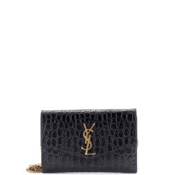 Uptown Chain Wallet Crocodile Embossed Leather