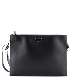 Double Zip Clutch Crossbody Bag Saffiano Leather Large
