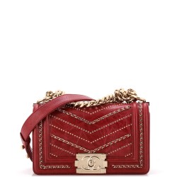 Boy Flap Bag Chevron Embellished Crumpled Calfskin Small