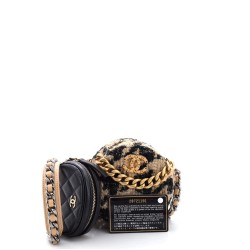19 Round Clutch with Chain and Coin Purse Quilted Tweed and Lambskin