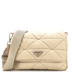 Padded Flap Shoulder Bag Quilted Tessuto