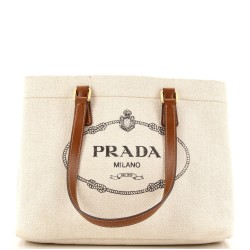 Logo Open Tote Canvas with Leather Large