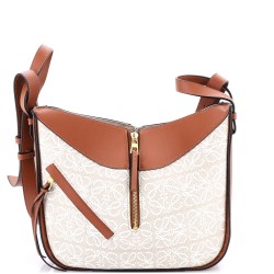 Hammock Bag Leather and Anagram Jacquard Small
