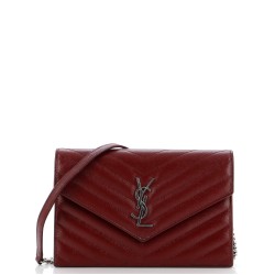 Classic Monogram Wallet on Chain Matelasse Chevron Leather Small