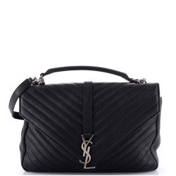 Classic Monogram College Bag Matelasse Chevron Leather Large