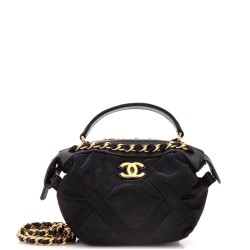 Top Handle Clutch with Chain Nylon with Grosgrain Mini