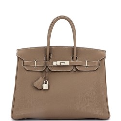 Birkin Handbag Grey Togo with Palladium Hardware 35
