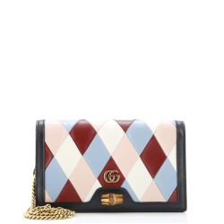 Diana Bamboo Chain Flap Bag Patchwork Leather Mini
