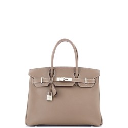 Birkin Handbag Grey Epsom with Palladium Hardware 30