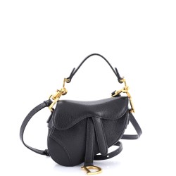 Saddle Handbag with Strap Leather Micro