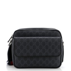 Web Strap Front Pocket Crossbody Messenger GG Coated Canvas Small