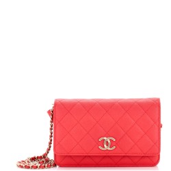 Textured CC Wallet on Chain Quilted Caviar