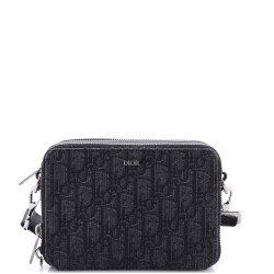 Double Zip Crossbody Pouch Oblique Canvas