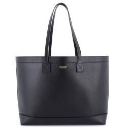 Shopping Tote Leather with Check Canvas Interior Medium
